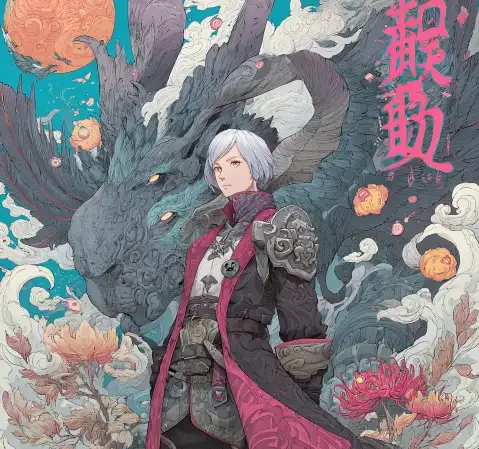 恋爱漫画封面，少女在雨中撑伞回眸